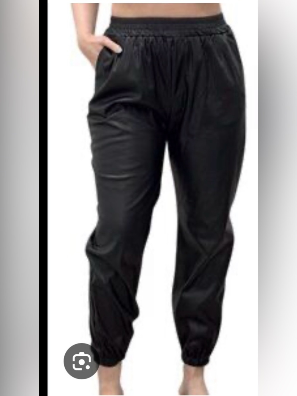 Driftwood High Rise Vegan Faux Leather Elastic Waist Jogger Pants in Black
